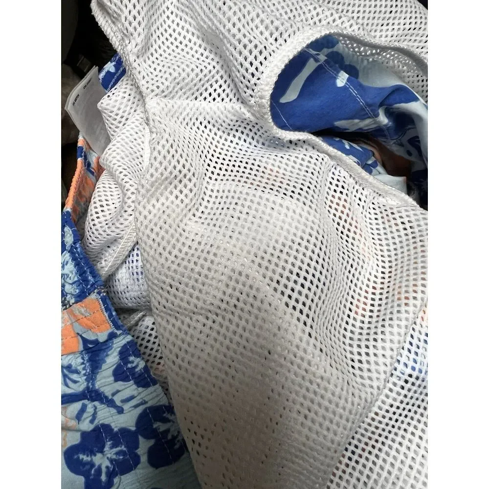 Columbia PFG Mens Large Blue Orange Floral Marlin Swim Trunks‎ Fishing Shorts